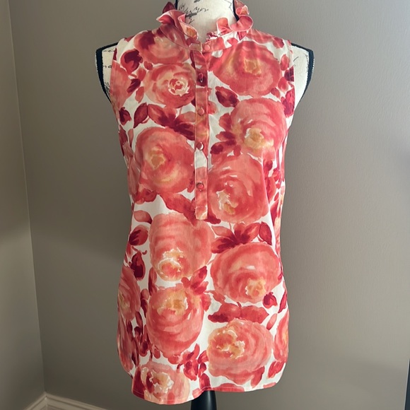 LOFT Tops - Loft Rose Print Floral Sleeveless Bouse